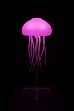 Medúzová LED lampička – detail, růžovo-fialová záře