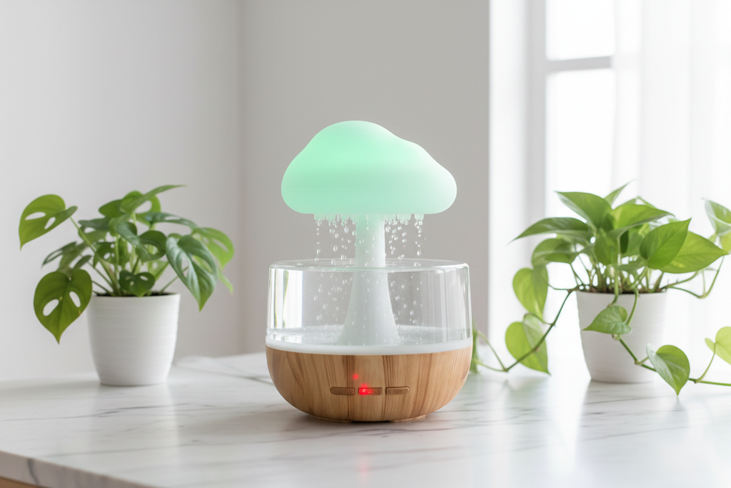 Rain Cloud Diffuser – zelená, mramor a rostliny
