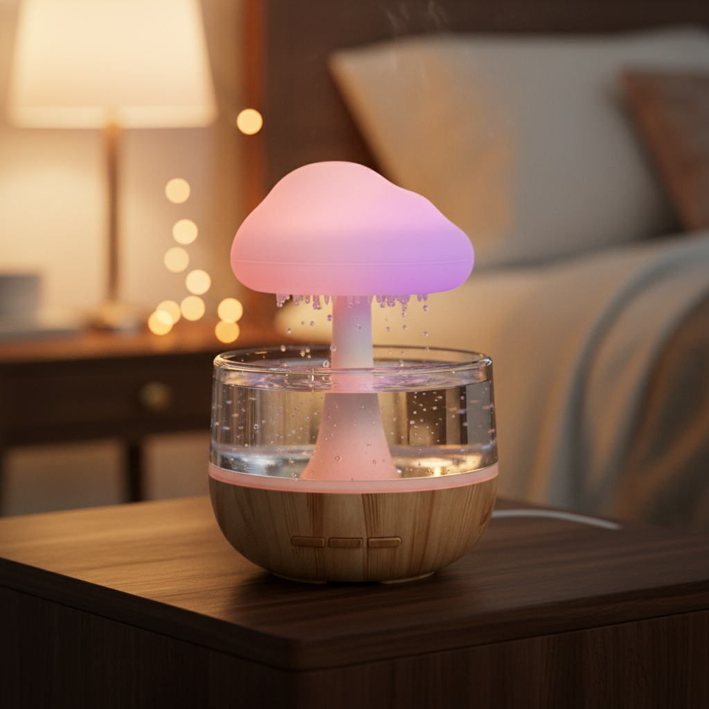 Rain Cloud Diffuser – pink/purple, noční stolek