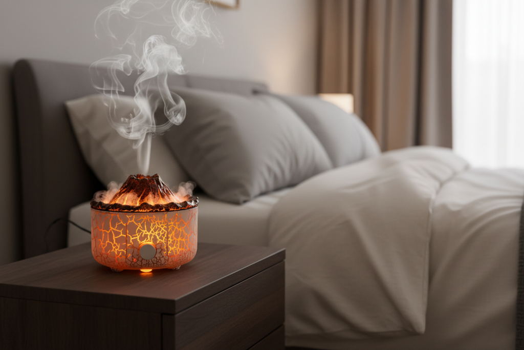 Volcano Flame Diffuser – lifestyle ložnice